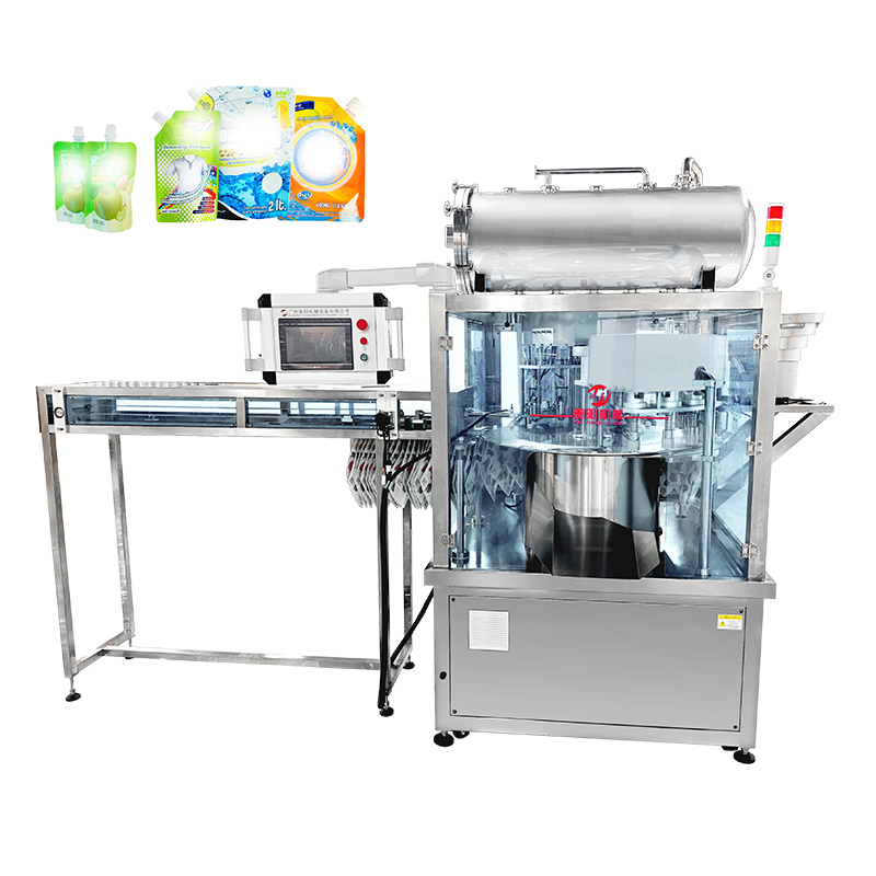 Machine de remplissage et de coiffage du sac à quatre têtes